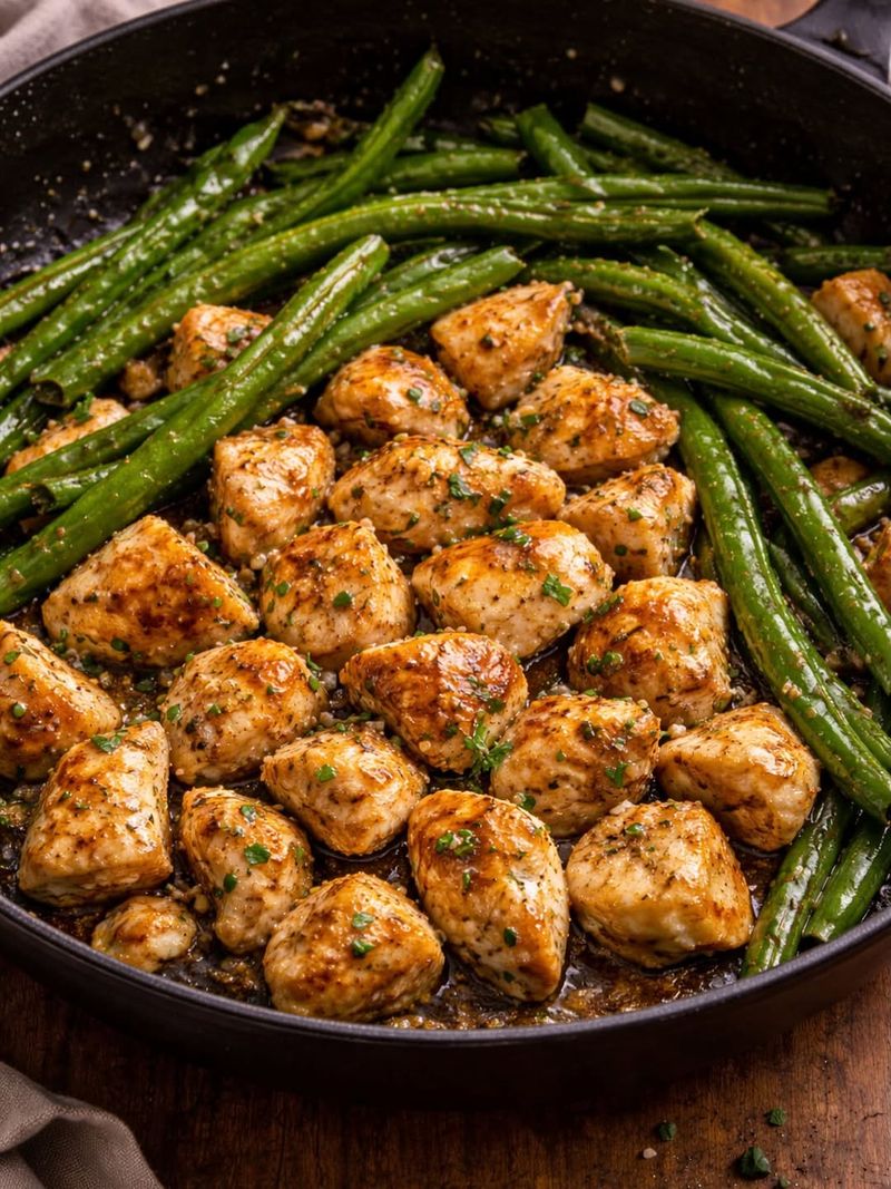 Garlic Butter Chicken Bites and Green Beans