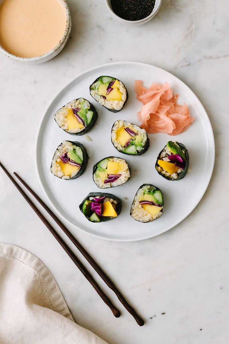 Cucumber Avocado Sushi Rolls