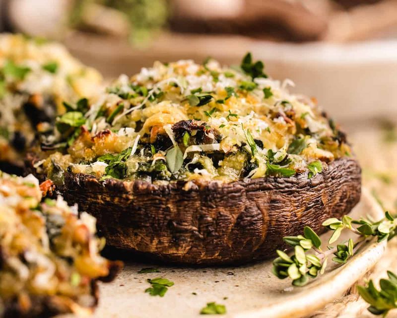 Roasted Garlic Stuffed Portobello Mushrooms