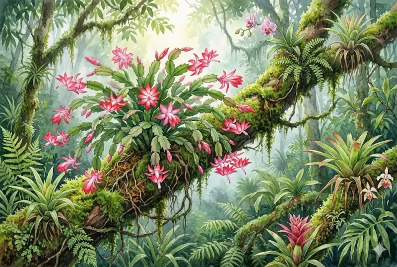 Wild Schlumbergera cacti trace their origins to Brazilian mountain forests