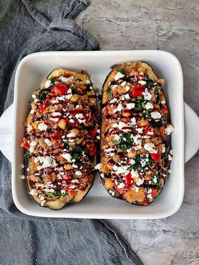 Stuffed Aubergine with Quinoa