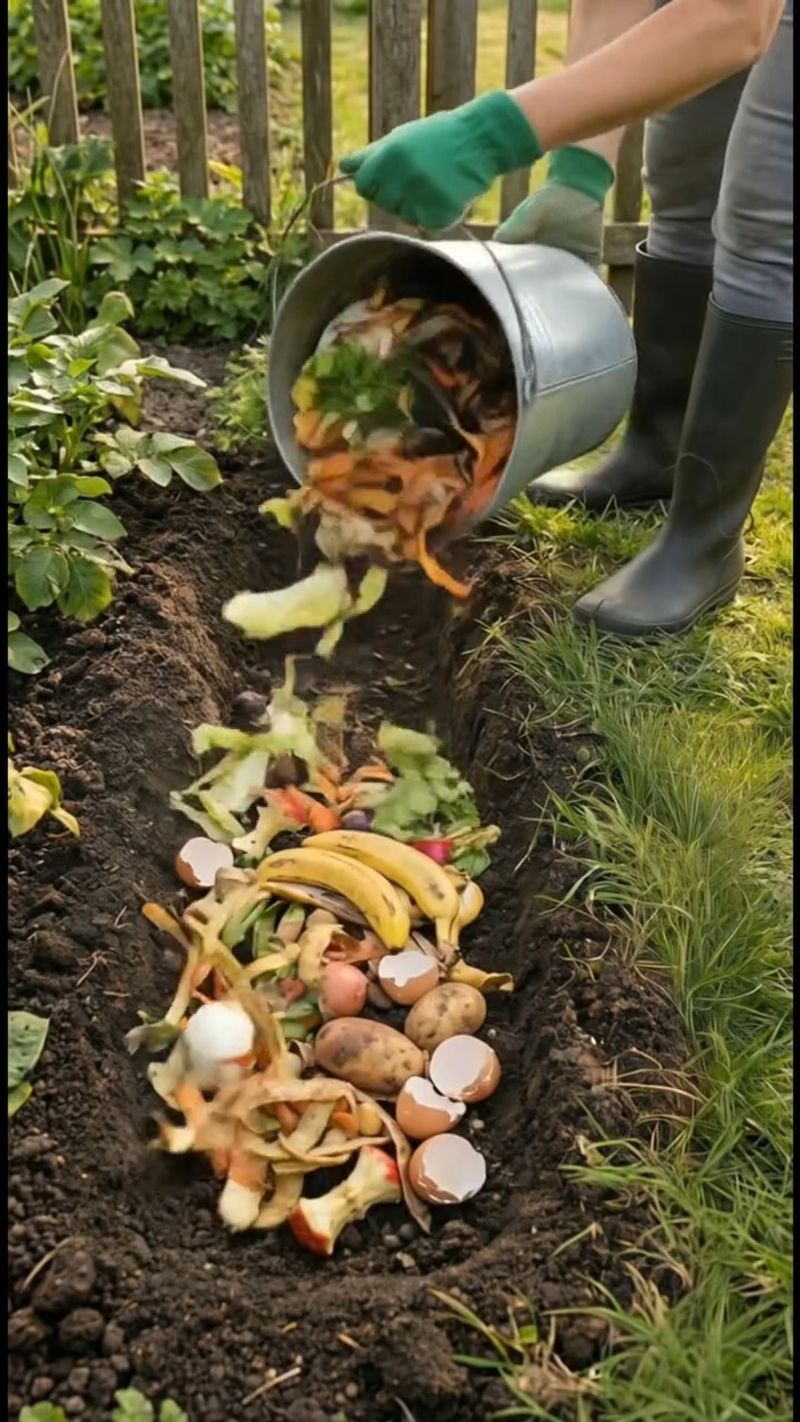Trench Composting Kitchen Scraps