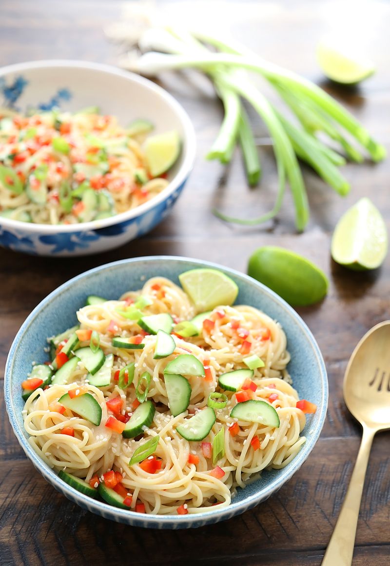 Asian cucumber crunch pasta salad