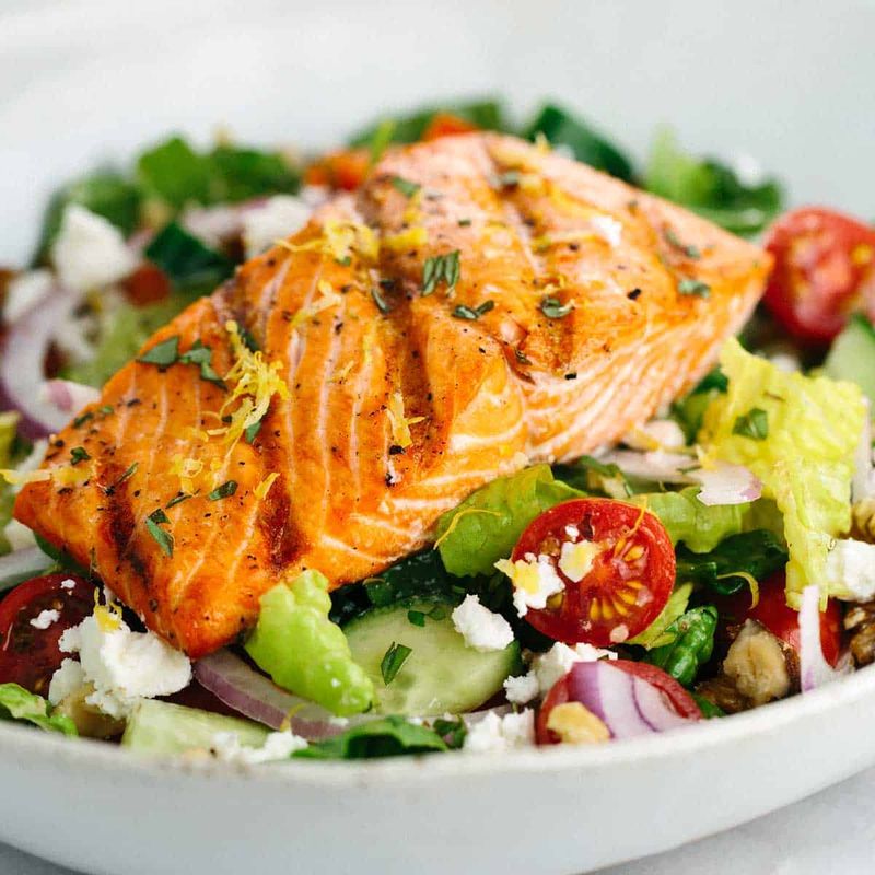 Salmon and Mixed Greens Dinner Salad