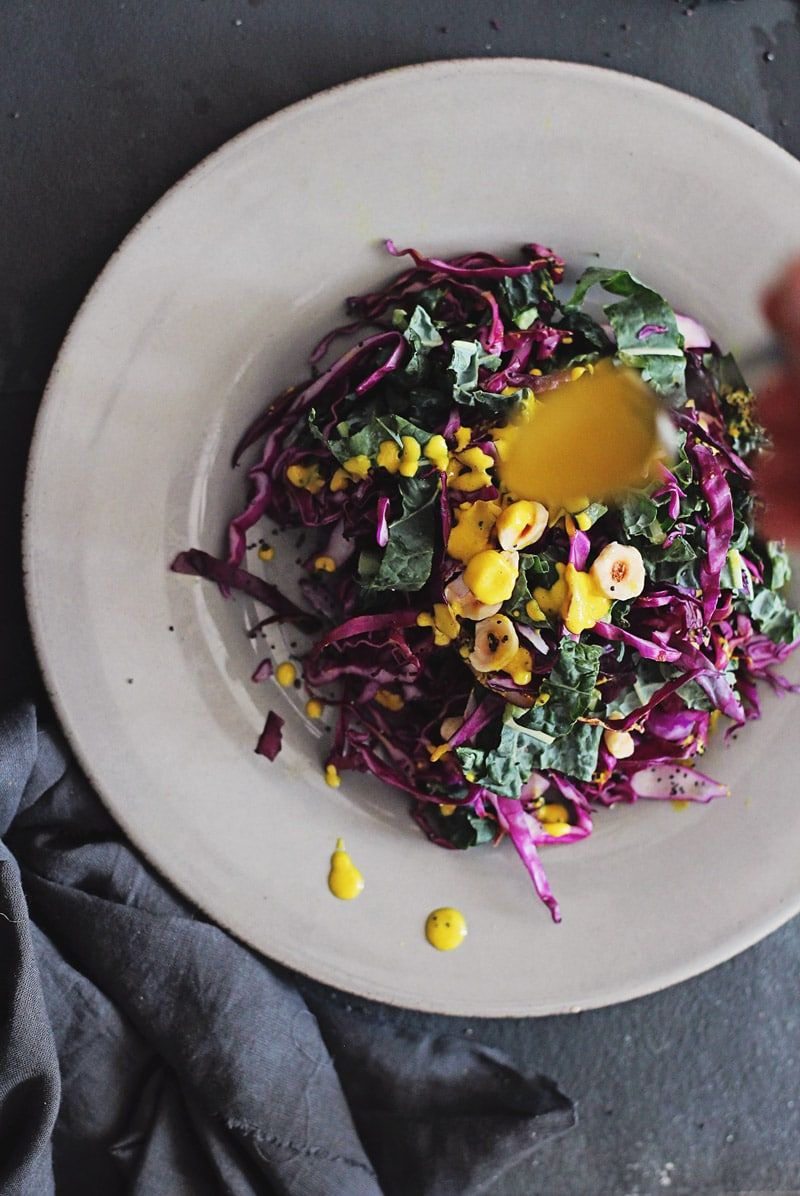 Turmeric Tahini Cabbage Salad