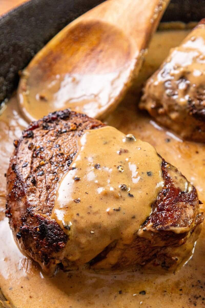 Steak Au Poivre With Creamy Peppercorn Sauce