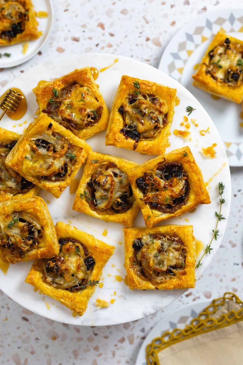 Prune Onion Fontina Puff Pastry Tarts