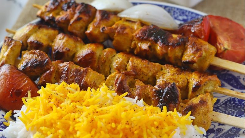 Iranian-style kebabs with saffron rice