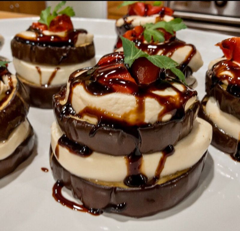 Grilled Balsamic Eggplant Stacks