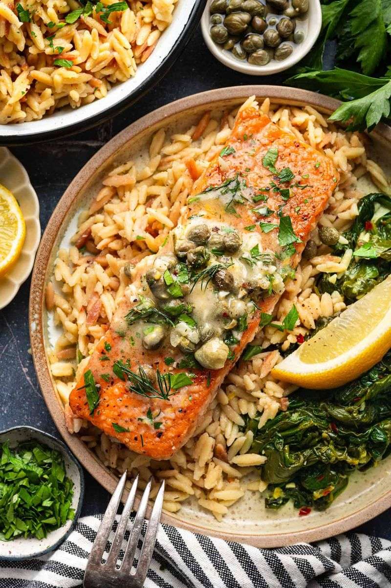 Orzo With Roasted Salmon and Dill
