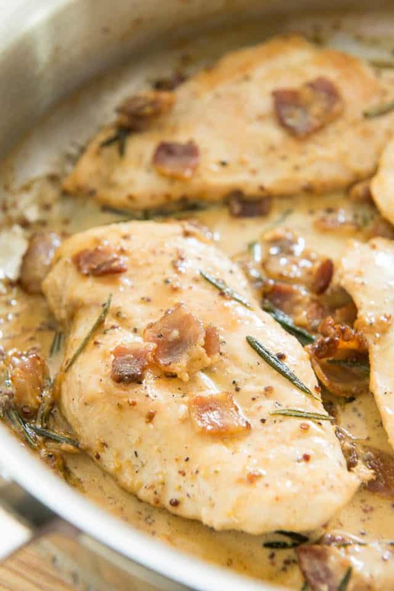 Chicken Cutlets With Creamy Bacon Sauce