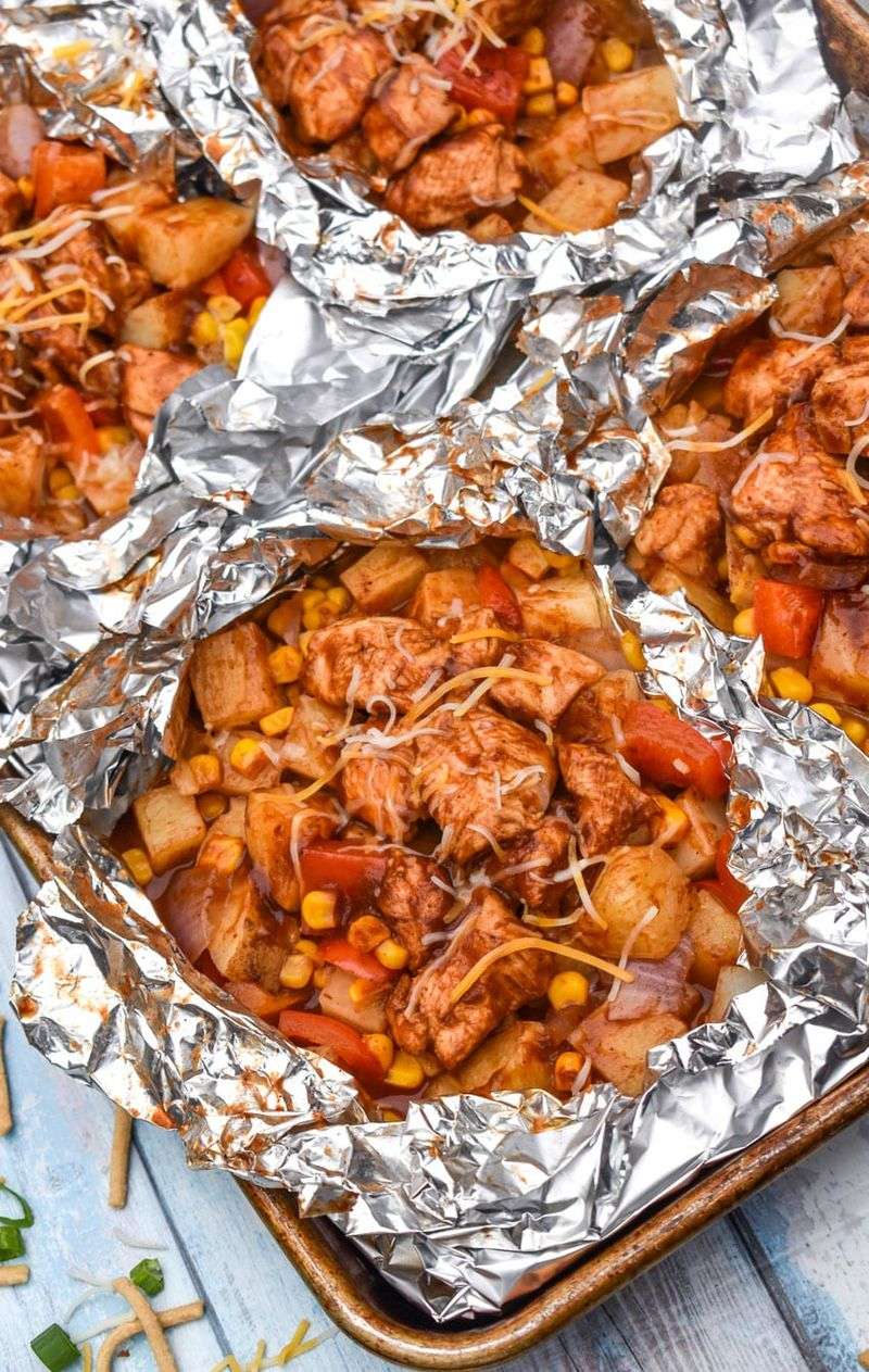 BBQ chicken + corn + red onion