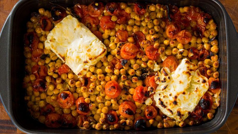 Feta and Tomato Braised Chickpeas