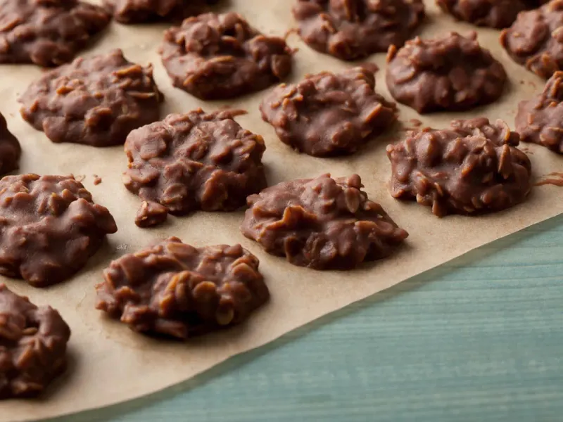 Chocolate Peanut Butter No-Bake Oat Cookies