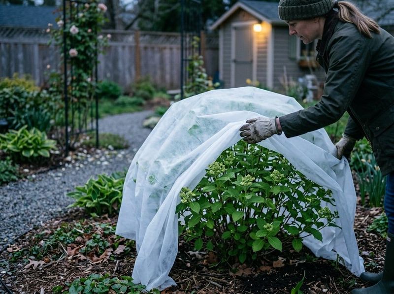 Use fabric to cover tender growth before another late frost