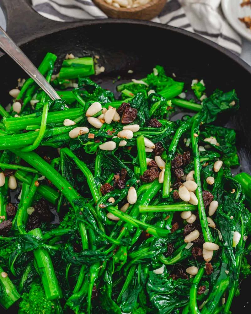 Broccoli Rabe With Chili Flakes And Pine Nuts
