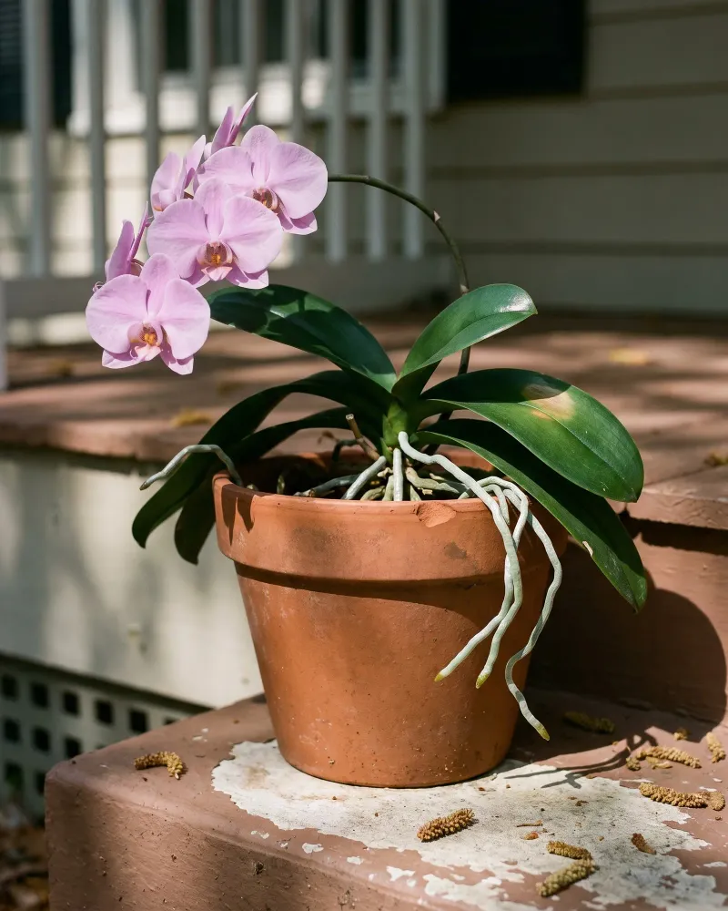 Aerial roots are normal for moth orchids