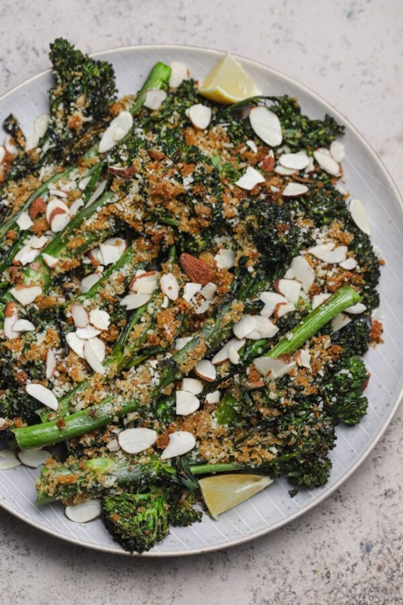 Broccolini with Scallions, Mozzarella, and Toasted Almonds
