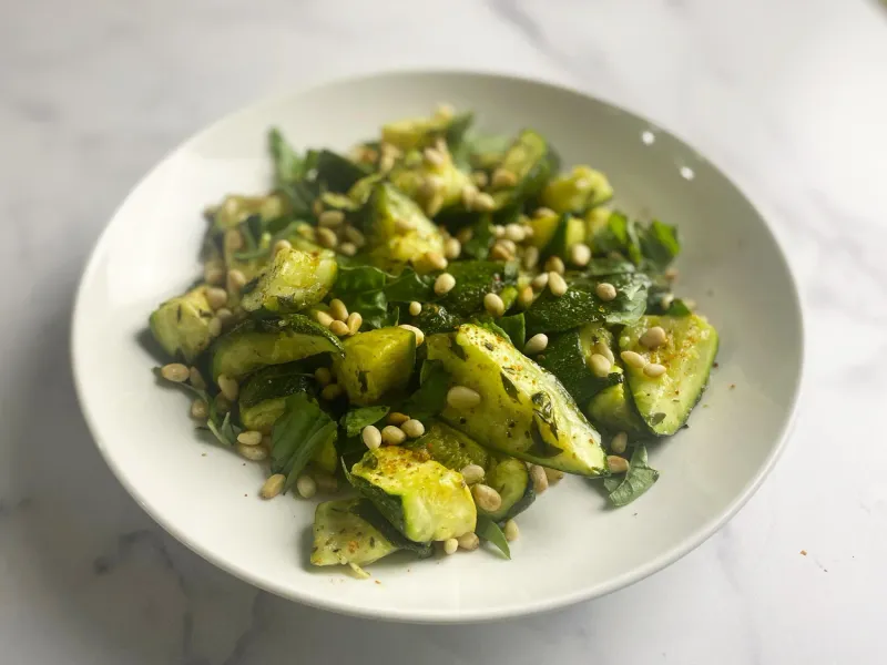 Sauteed Zucchini With Mint And Pine Nuts