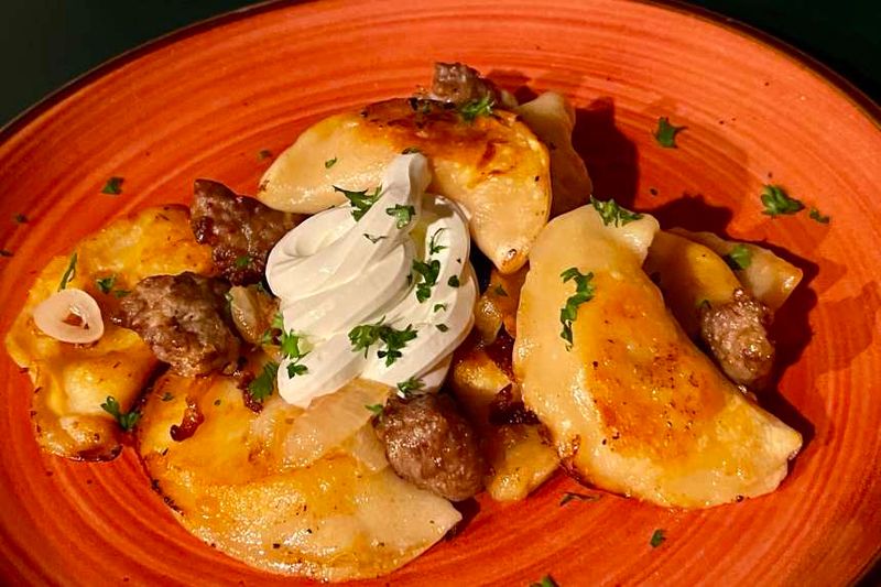 Sauerkraut And Mushroom Pierogi Bake