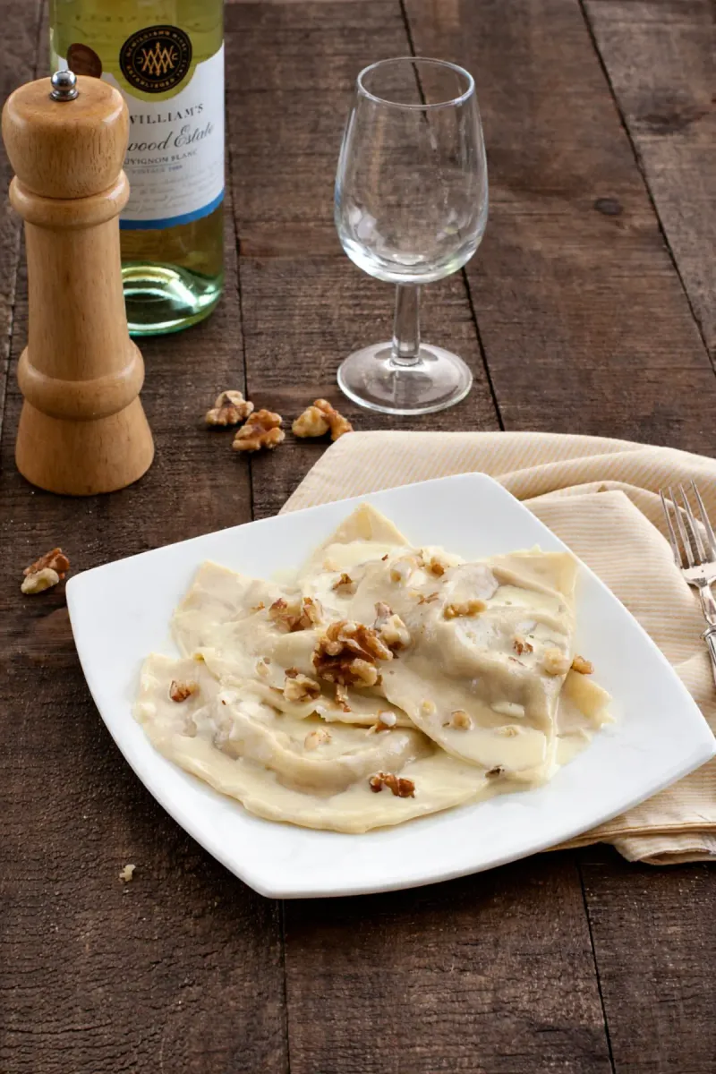 Nduja and Taleggio Ravioli With White Wine Butter Sauce