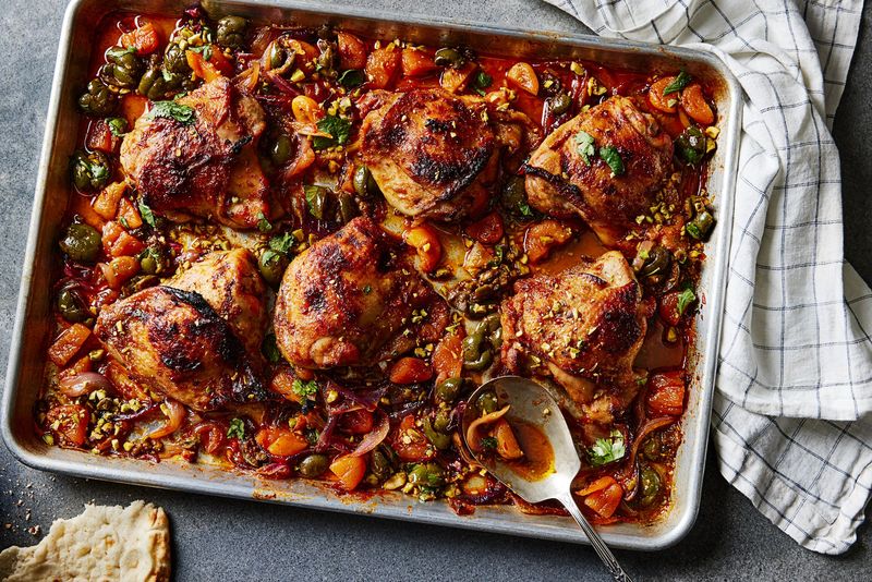Harissa Roasted Chicken Thighs