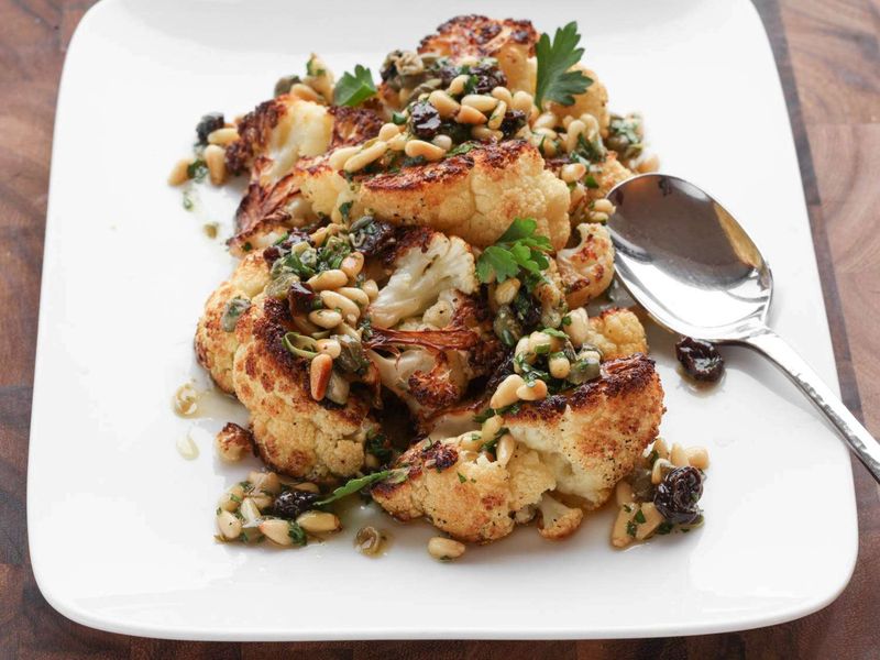 Roasted Cauliflower With Pine Nuts And Capers