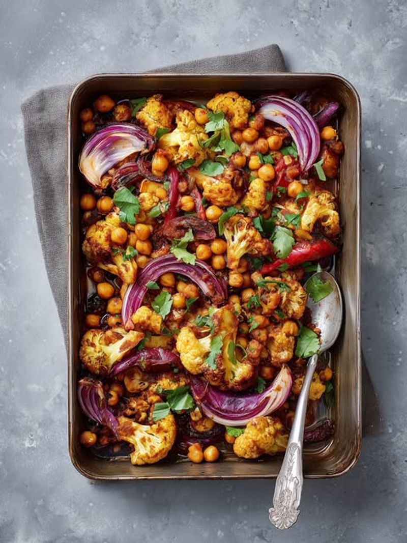 Masala Roasted Cauliflower and Chickpeas