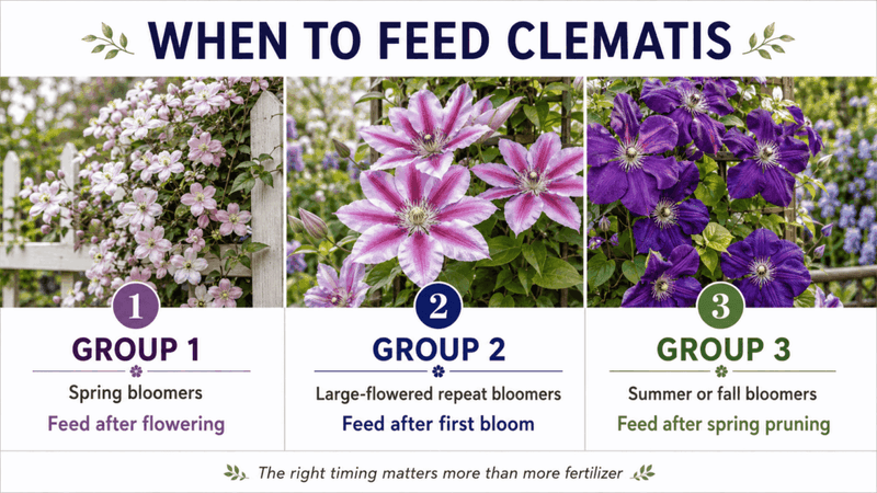 Start with the clematis’s flowering group