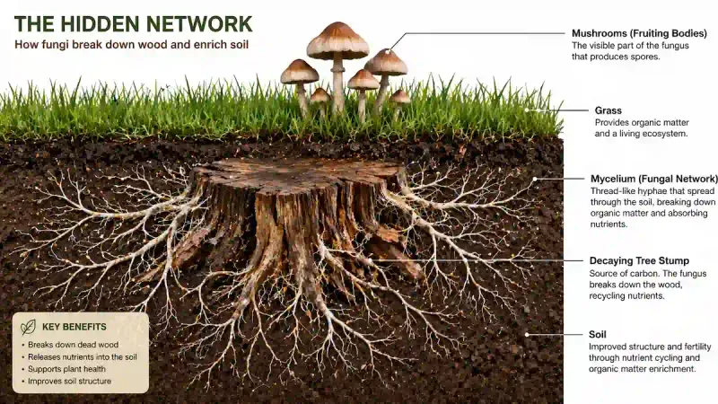What the visible mushroom reveals—and what it does not