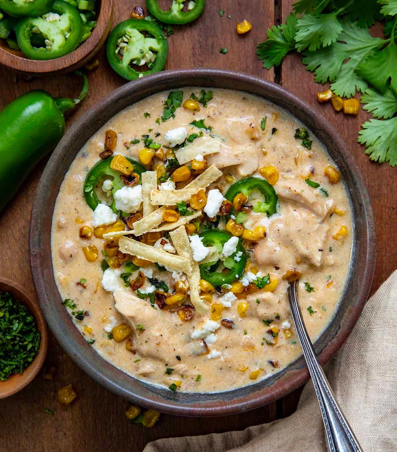 White Chicken Chili With Corn And Lime