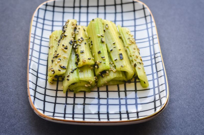 Umami Celery Snack with Sesame and Furikake