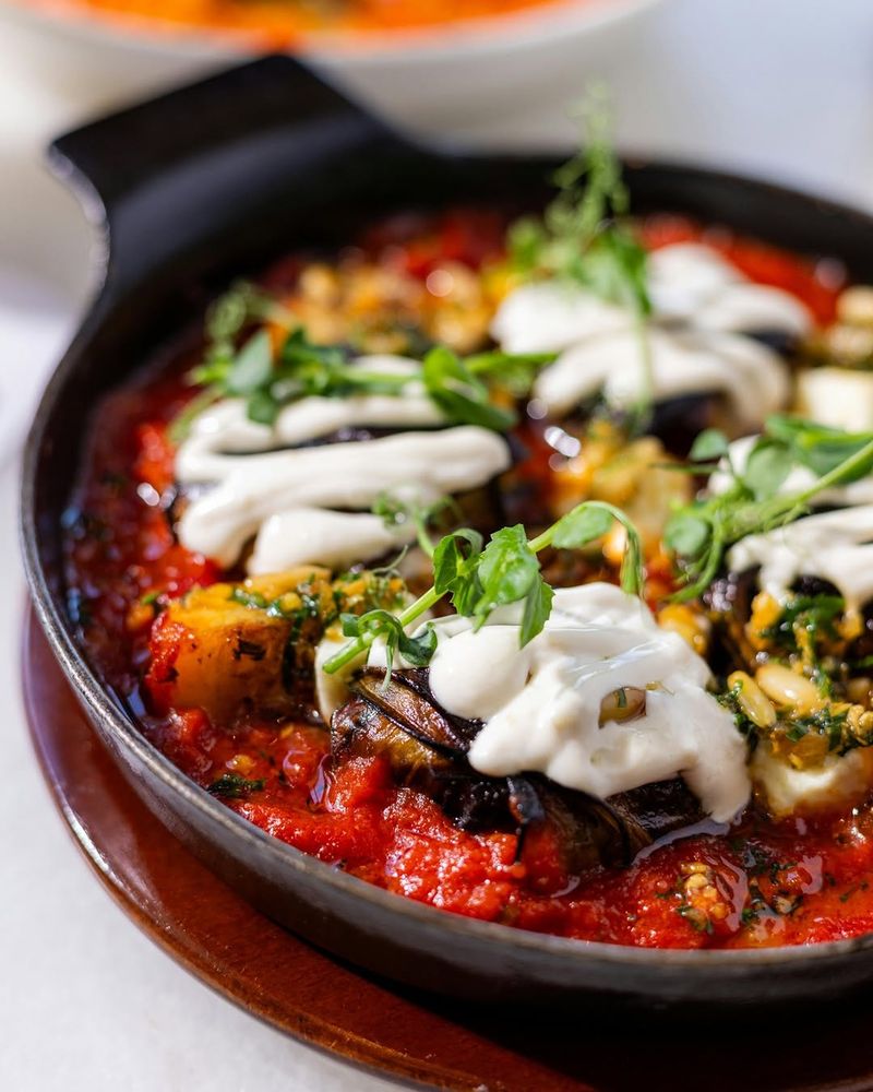 Pan-Fried Eggplant with Tomatoes and Yogurt Sauce