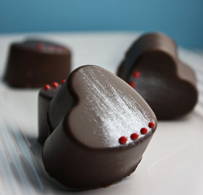 Heart-shaped chocolate truffles
