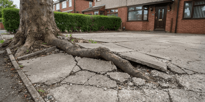 Roots can exploit pavement weaknesses as well as lift it