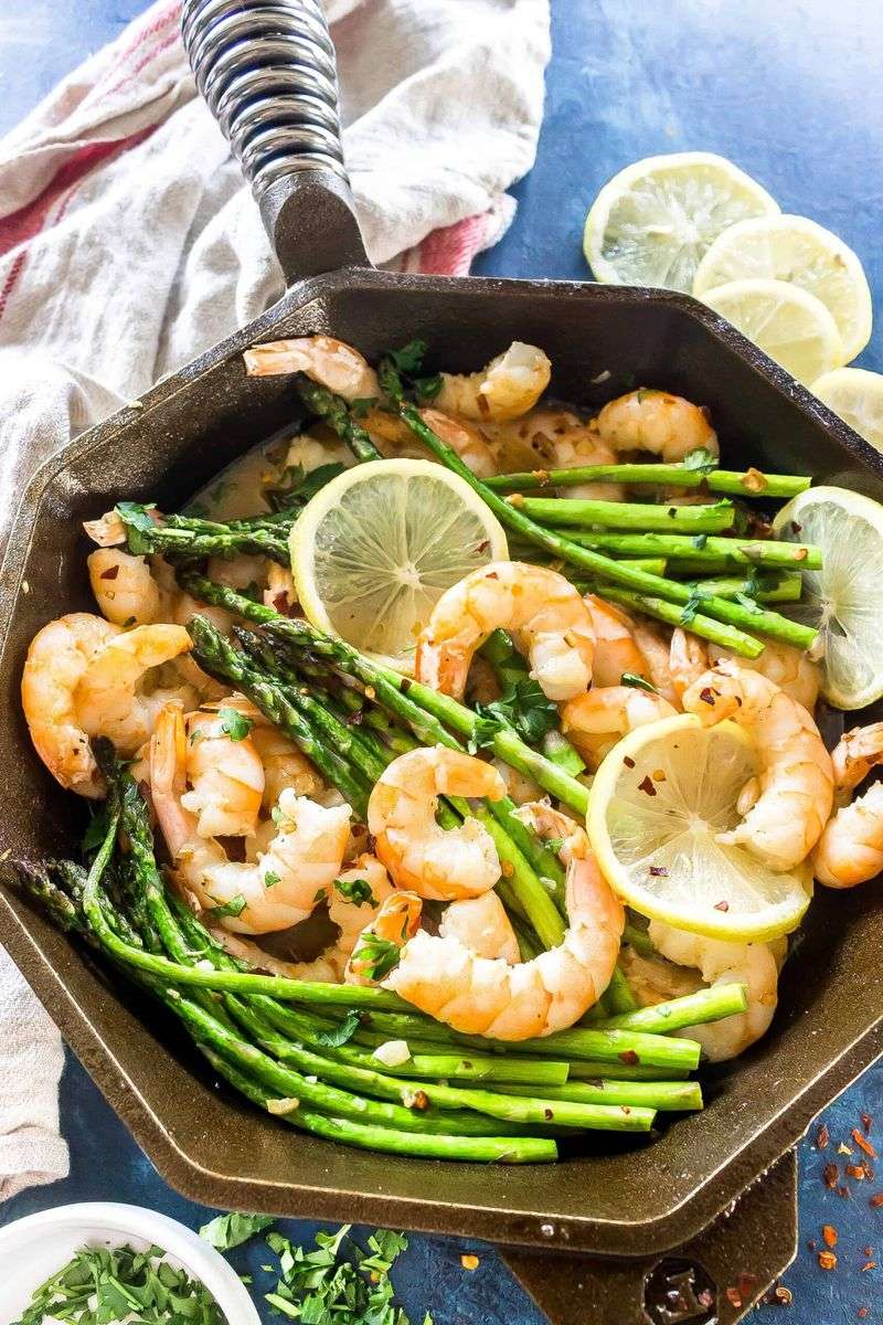 Shrimp And Asparagus Skillet