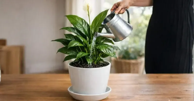 Water thoroughly, then let the pot drain
