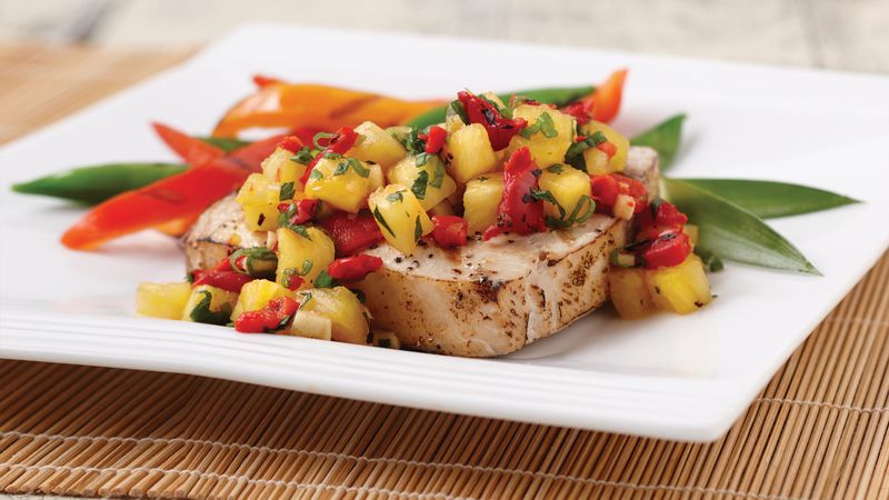 Teriyaki Swordfish with Pineapple Salsa