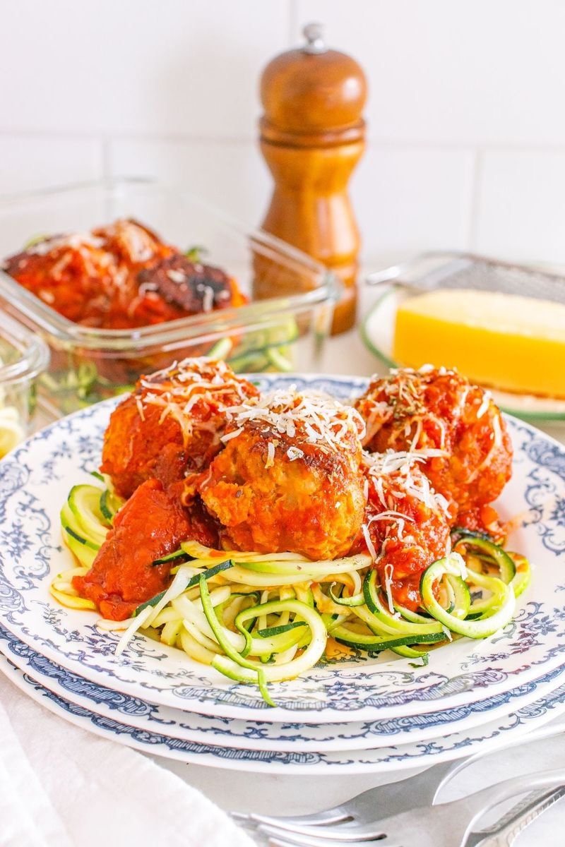 Marinara Turkey Meatballs and Zoodles