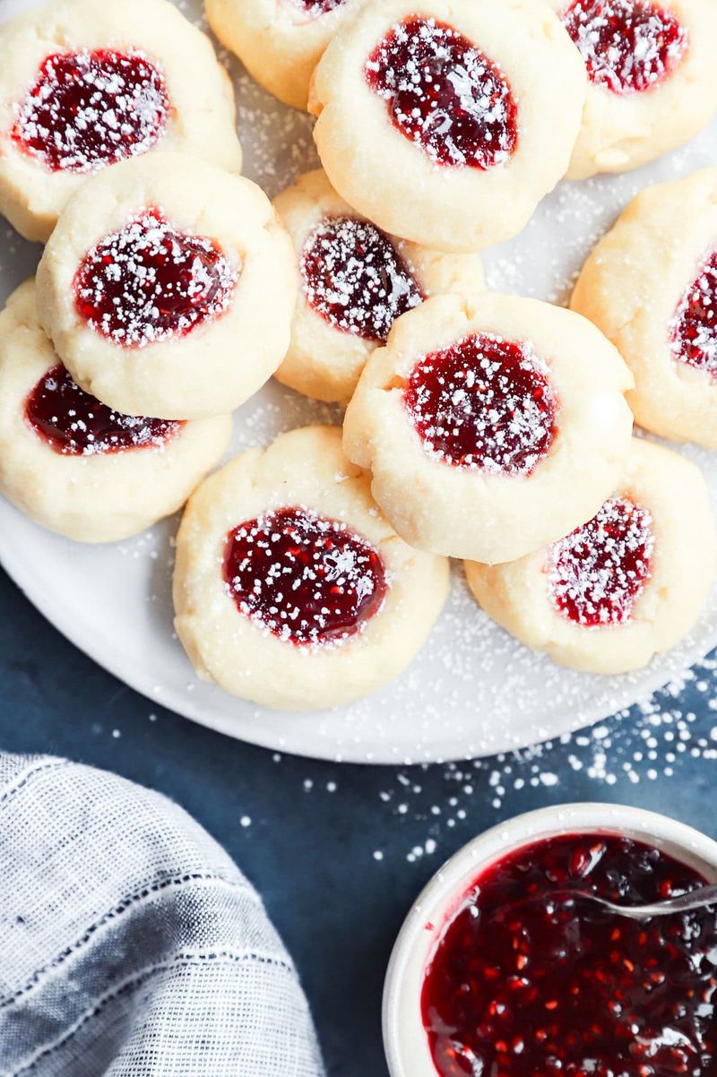 Raspberry thumbprint cookies