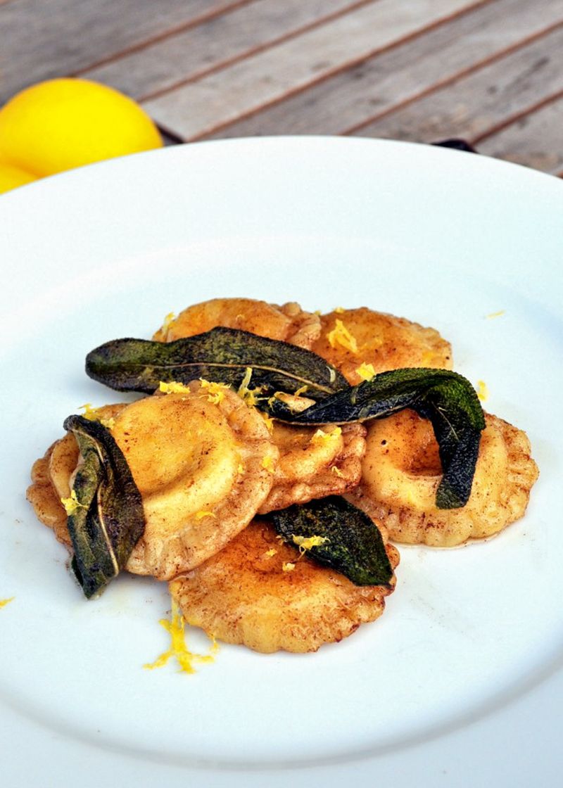 Lemon Ricotta Ravioli With Brown Butter and Sage