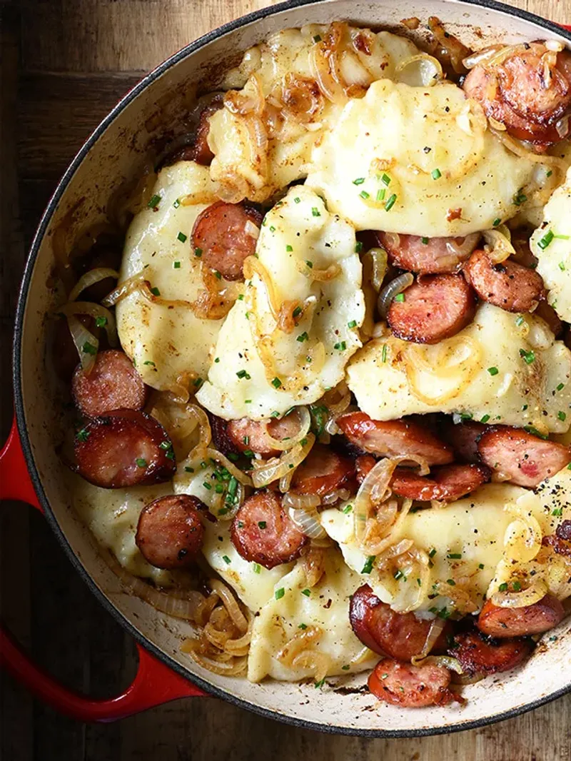 Sauerkraut And Potato Pierogi Skillet