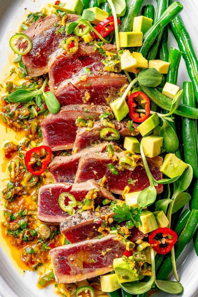 Use bold sauces with fresh tuna