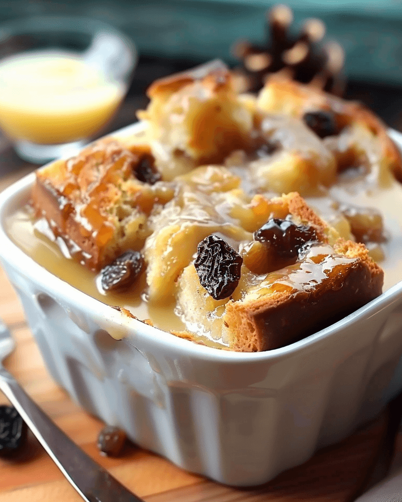 Bread pudding with whiskey sauce