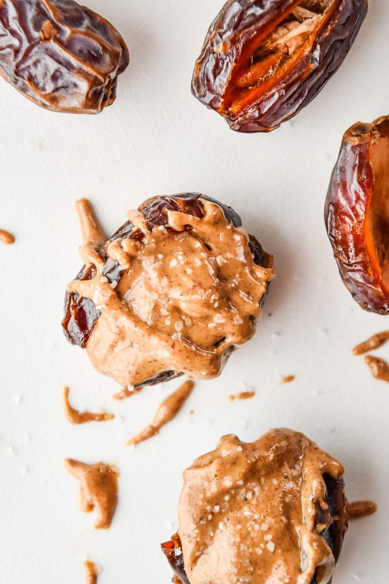 Dates stuffed with almond butter