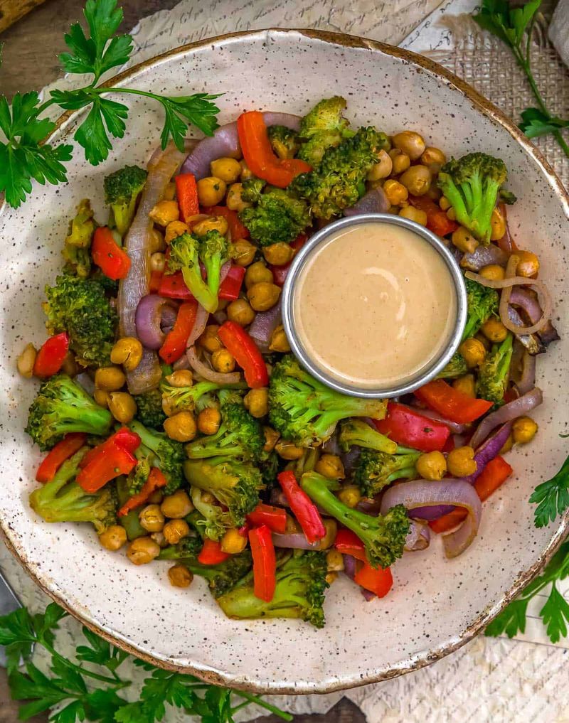 Roasted Veggie and Hummus Power Bowl