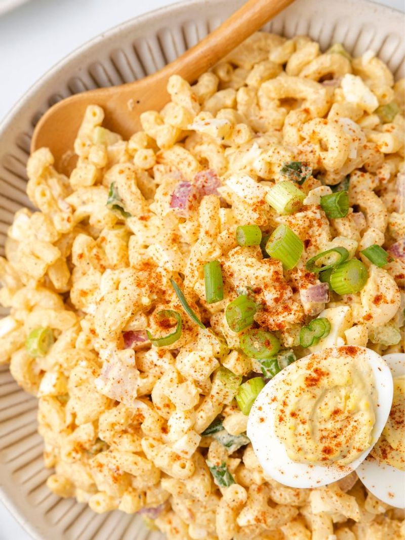 Deviled egg pasta salad
