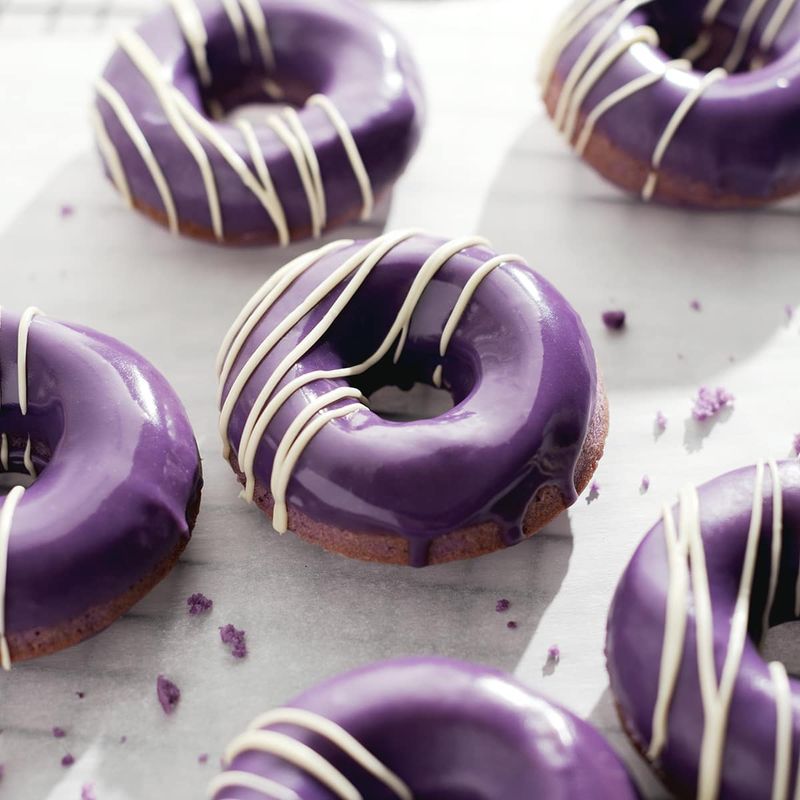 Ube Donuts With Coconut Glaze
