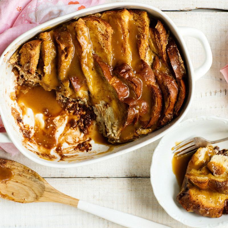 Chocolate caramel bread pudding