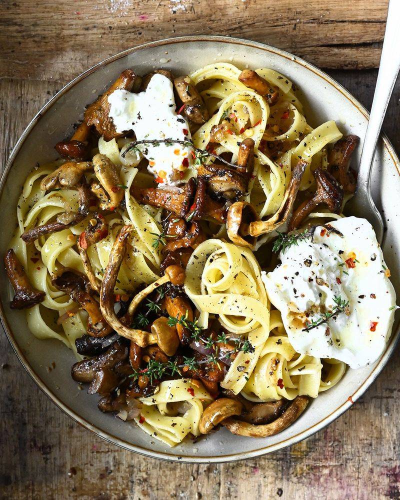 Wild Mushroom Pasta with Cream and Black Pepper